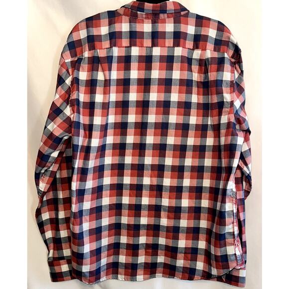 Izod Saltwater Shirt Men's Size XXL Red Blue White Plaid Long Sleeve Button Up - Picture 6 of 10